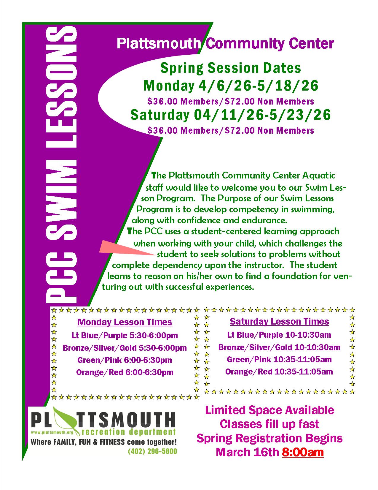 2025 Fal Swim Lessons Flier