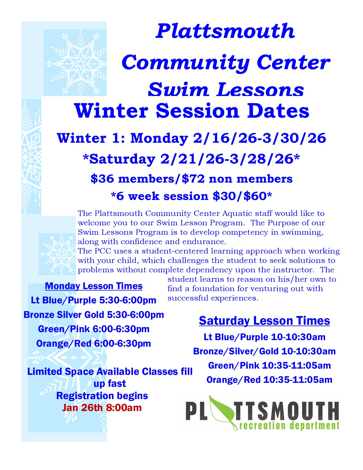 2025 Fal Swim Lessons Flier