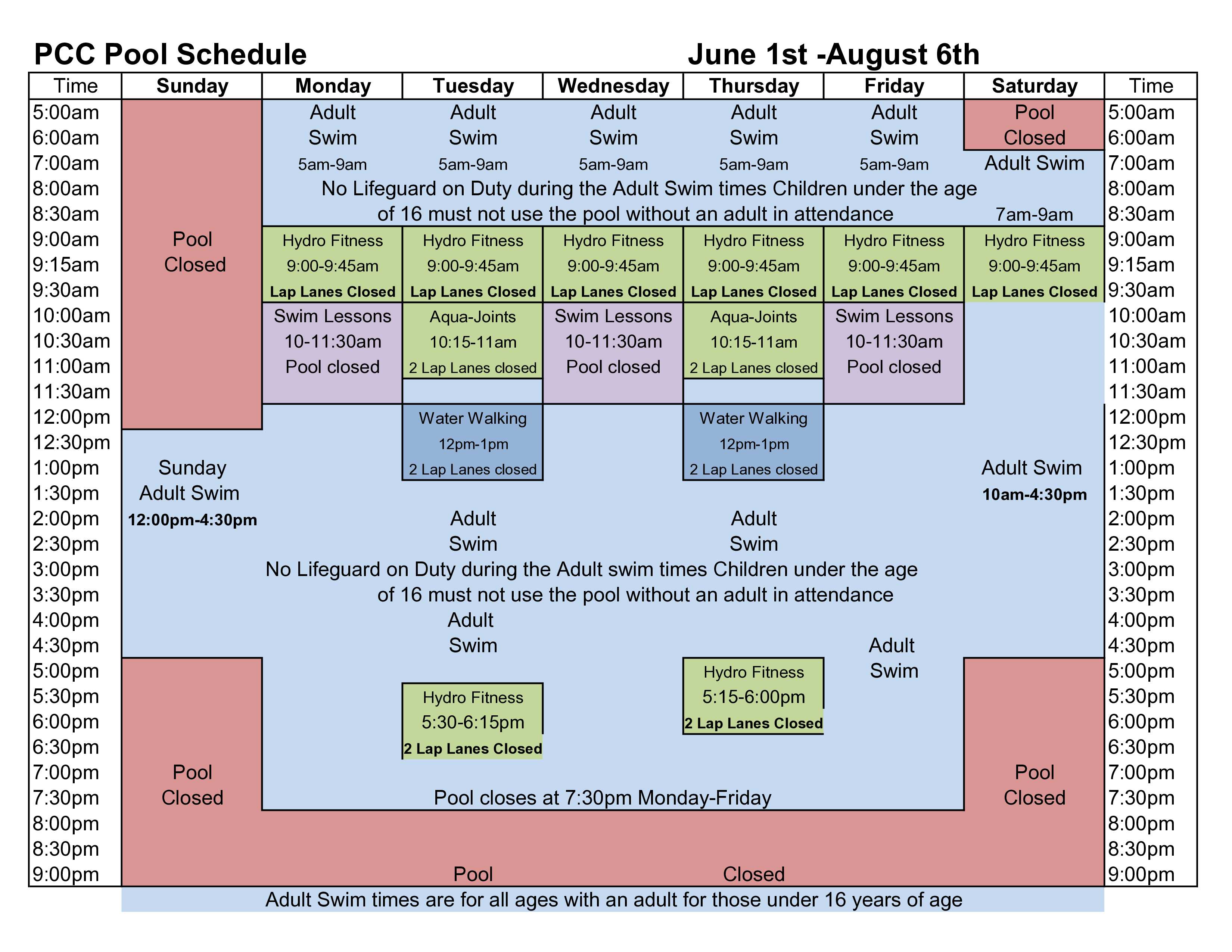 Winter 12.16.24 pool Schedule